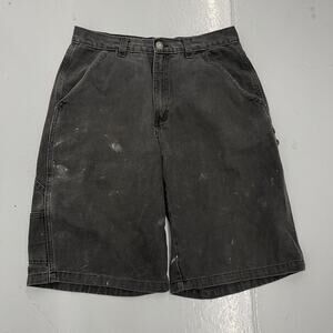 Vintage 90s Bugle Boy Black Paint Splatter Denim Jorts 32x12